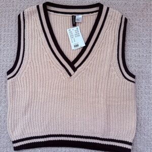 Vero Moda Beige and Black V-Neck Sweater Vest
